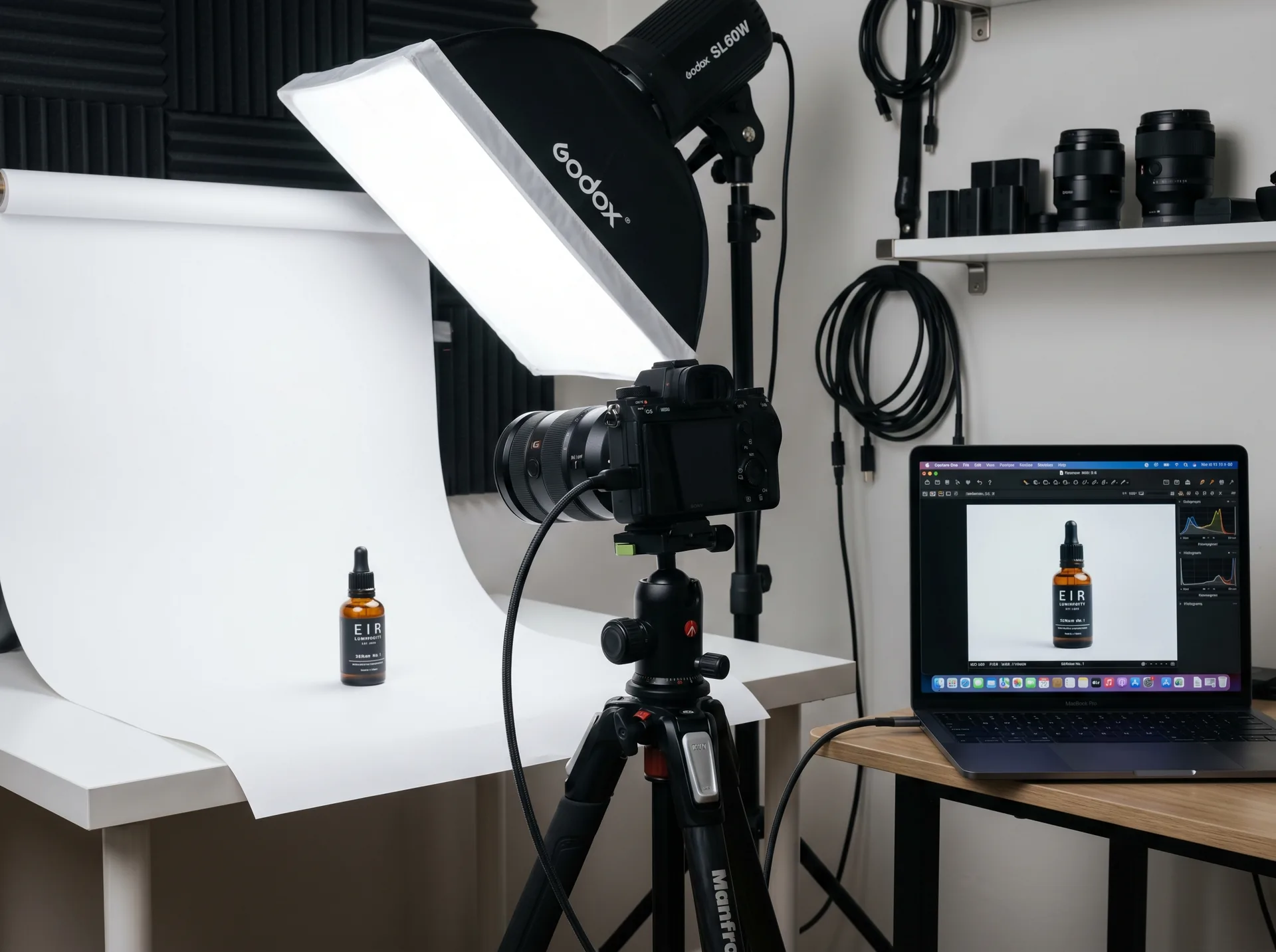 BTS Produktfotografie – Studio-Setup mit Lichtführung und Tethering