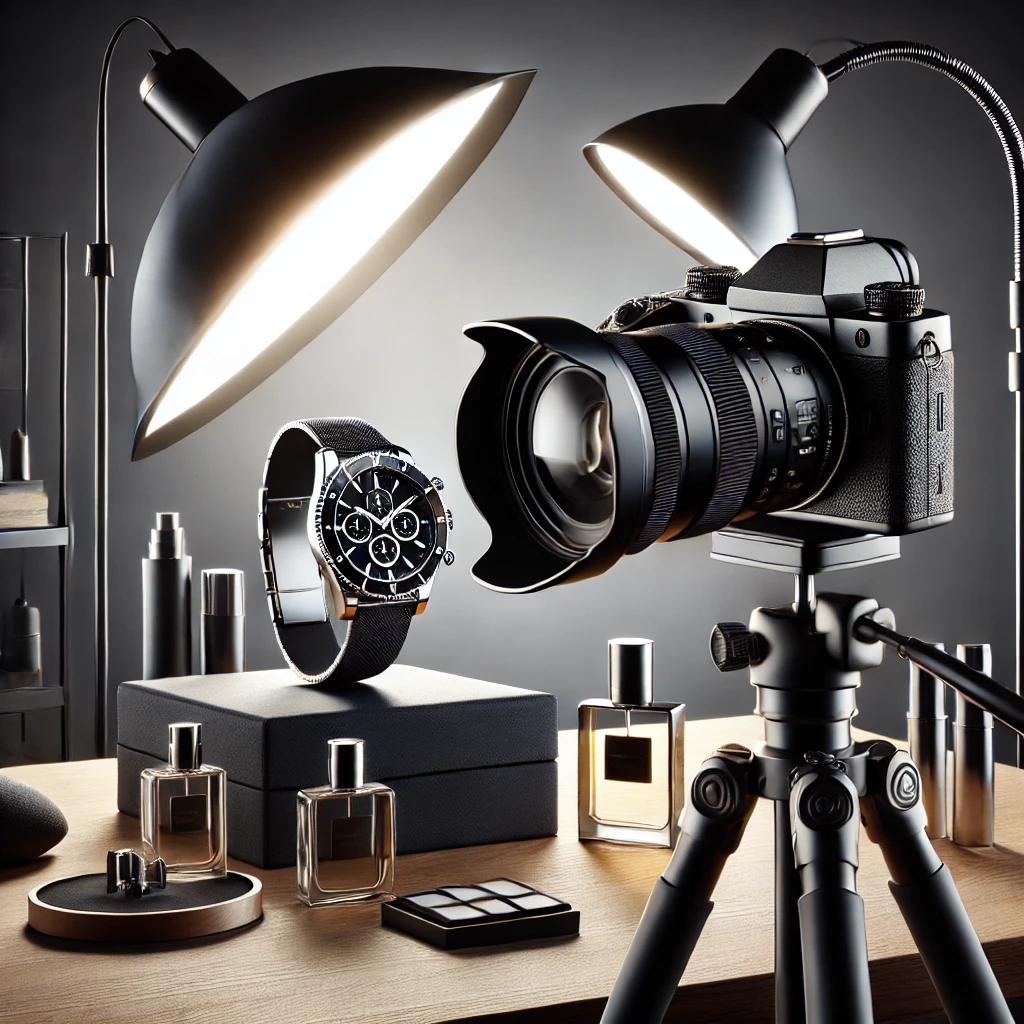 Dall·e 2025 03 15 20.00.49 A Professional And Visually Appealing Image Showcasing Product Photography Techniques. The Scene Features A Well Lit Studio Setup With A High Quality